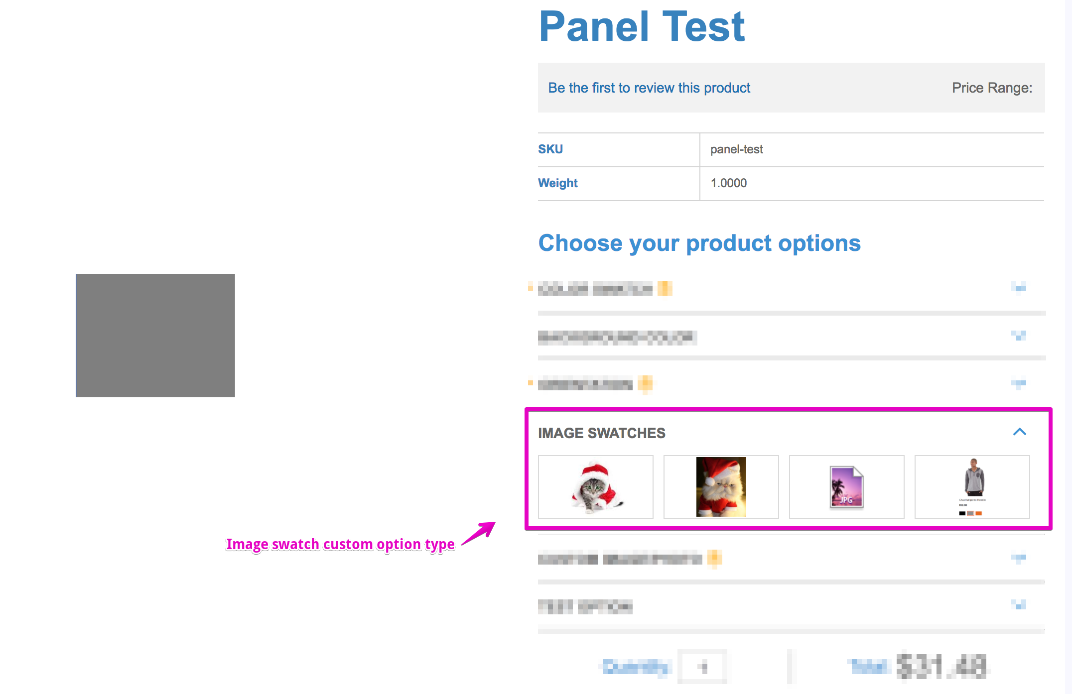 Image Swatch Custom Option Example Frontend Screenshot