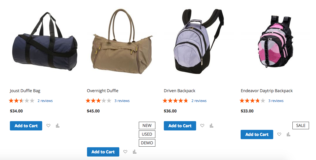 Badges Product List example