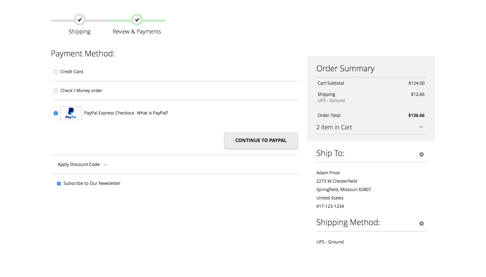 checkout screenshot