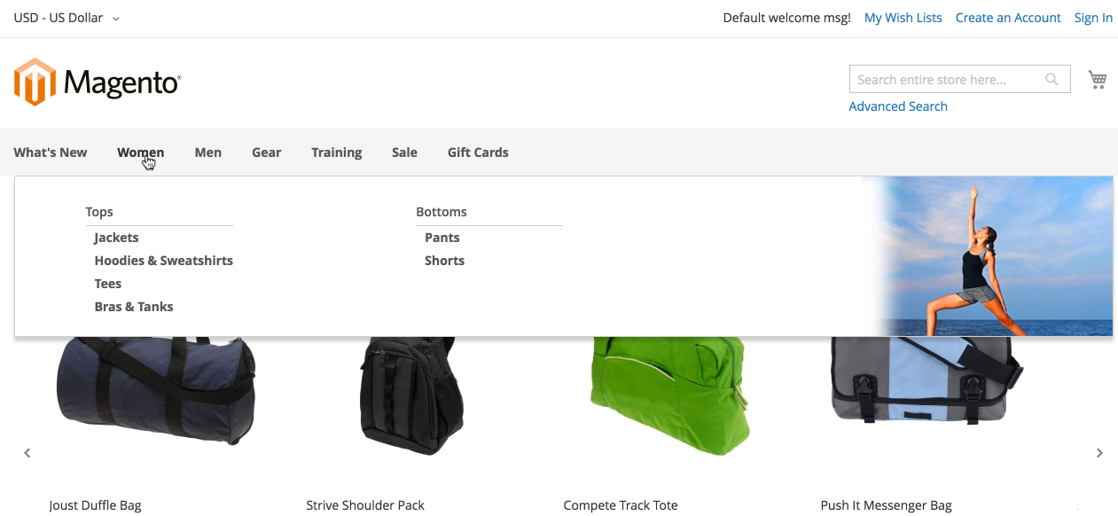 Mega-menu example