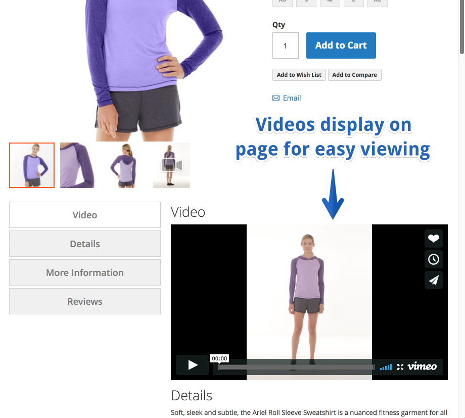 Screenshot of product detail page